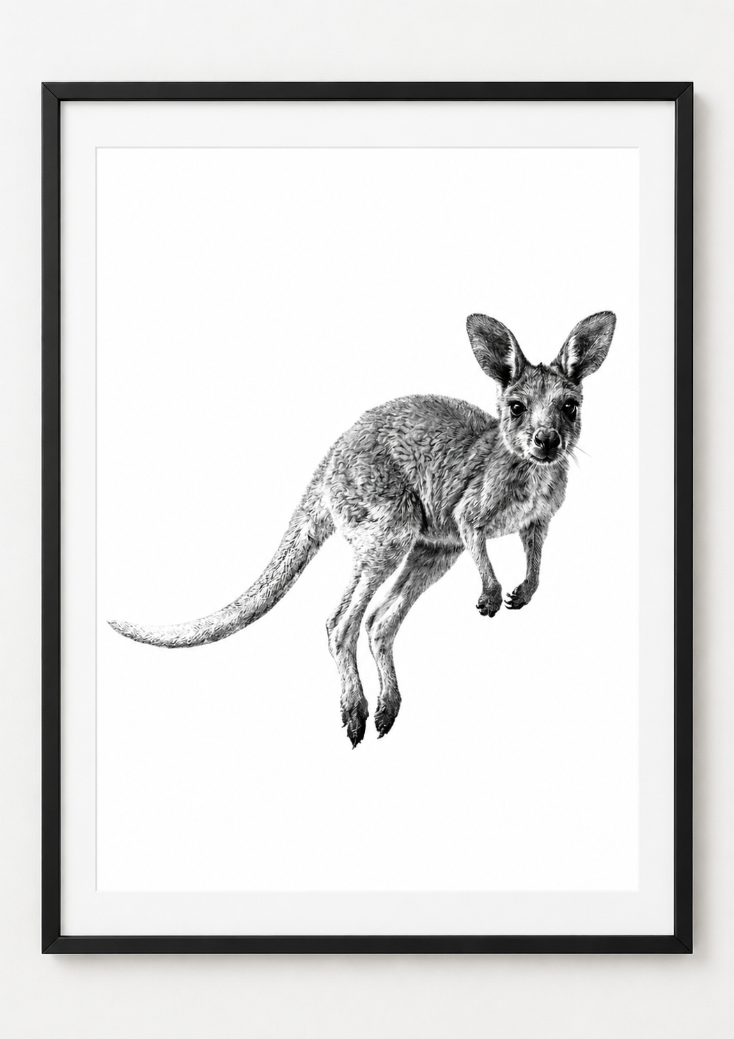 Kangaroo Fine Art Print — rectangular A4/A3 black frame mockup