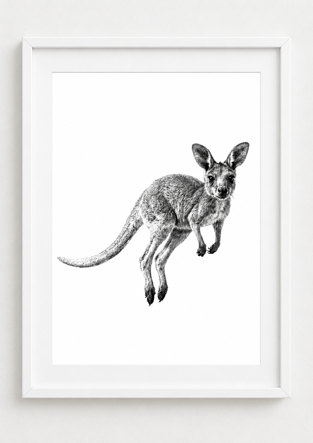 Kangaroo Fine Art Print — rectangular A4/A3 white frame mockup