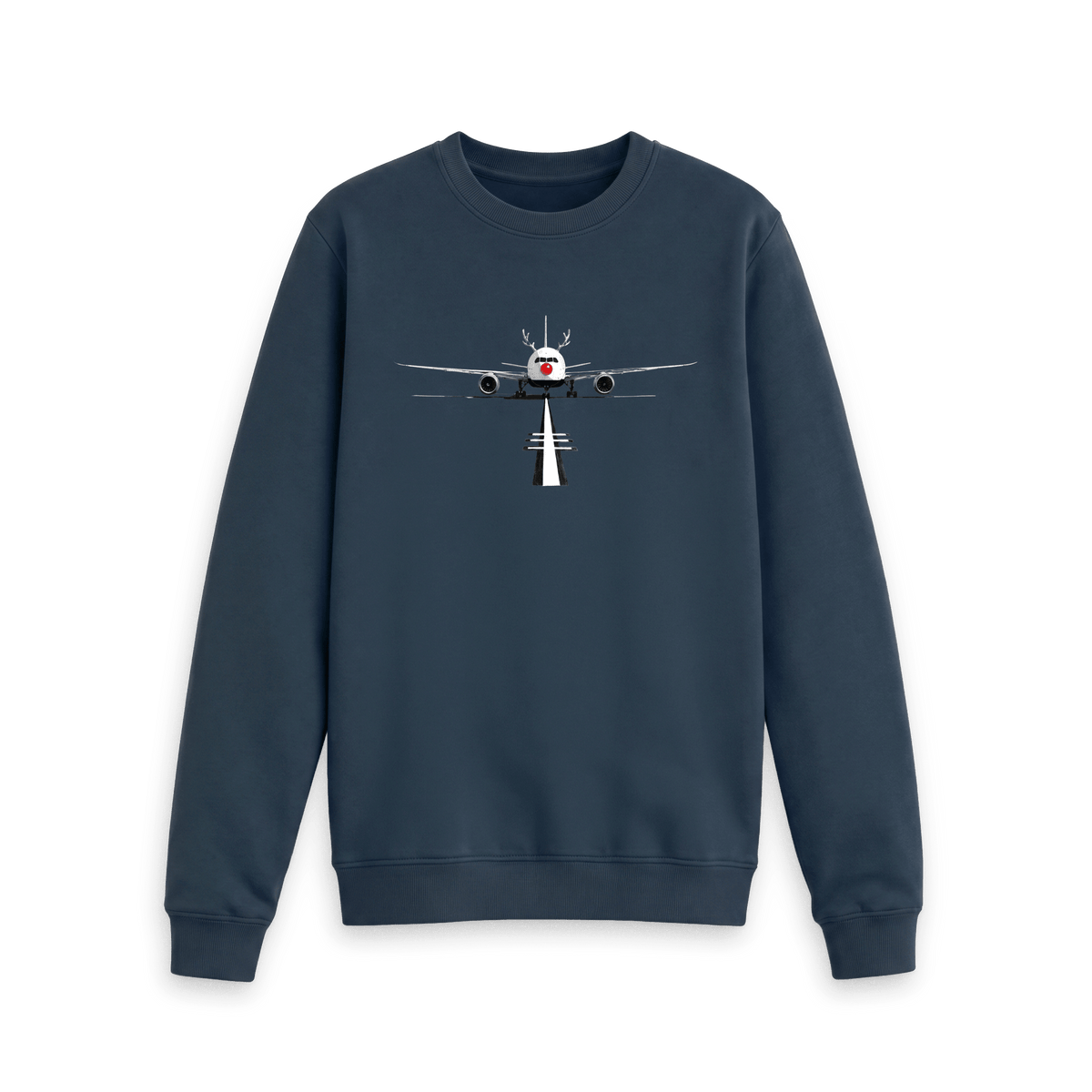 Navy Blue Printed Sweater Front