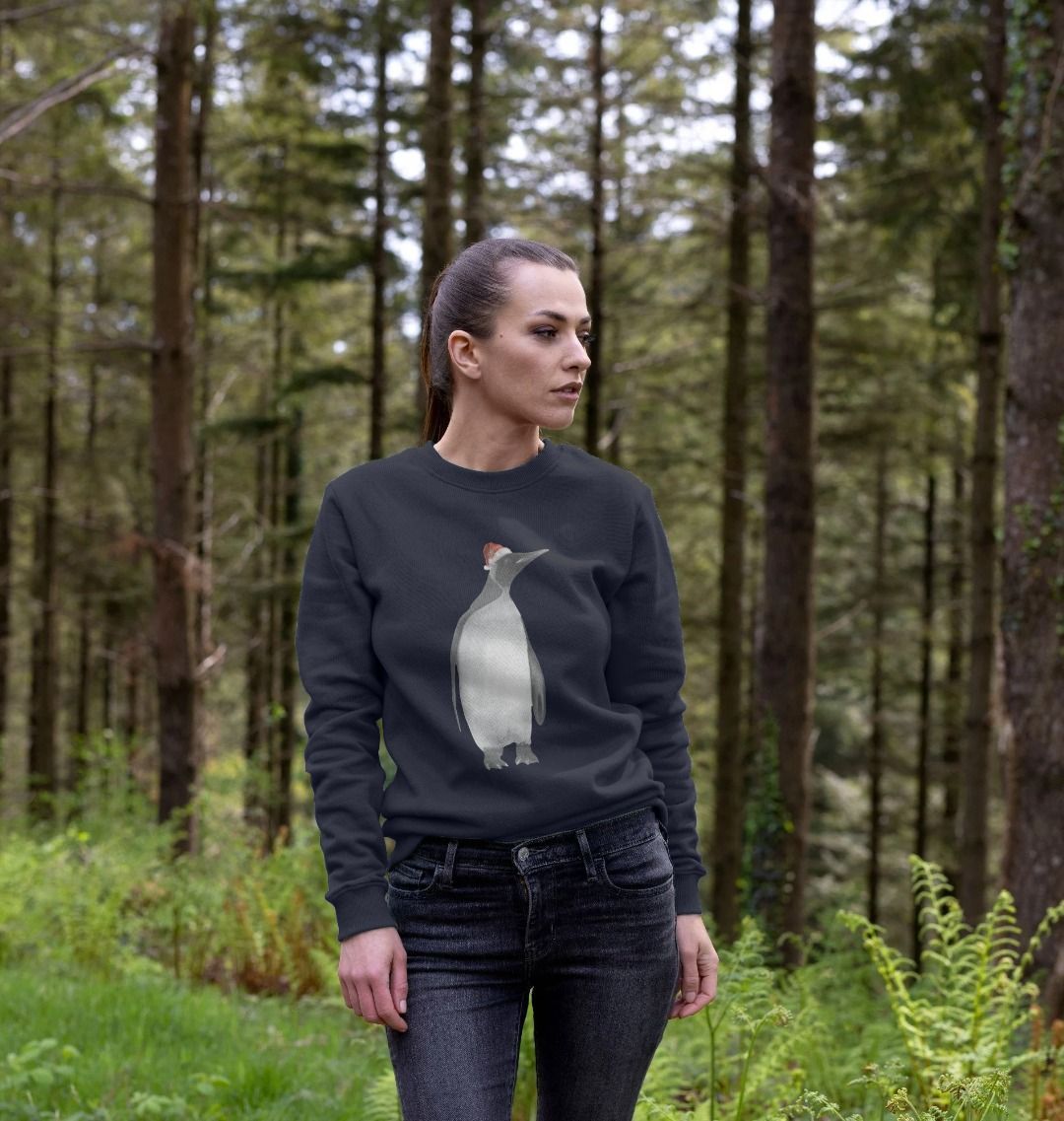 Women's Crew Neck Festive Penguin Sweater Certified Organic Cotton