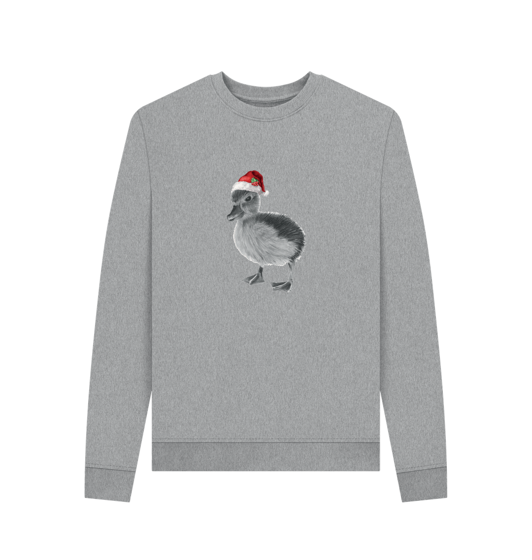 Light Heather Women's Crew Neck Festive Duckling Sweater Certified Organic Cotton