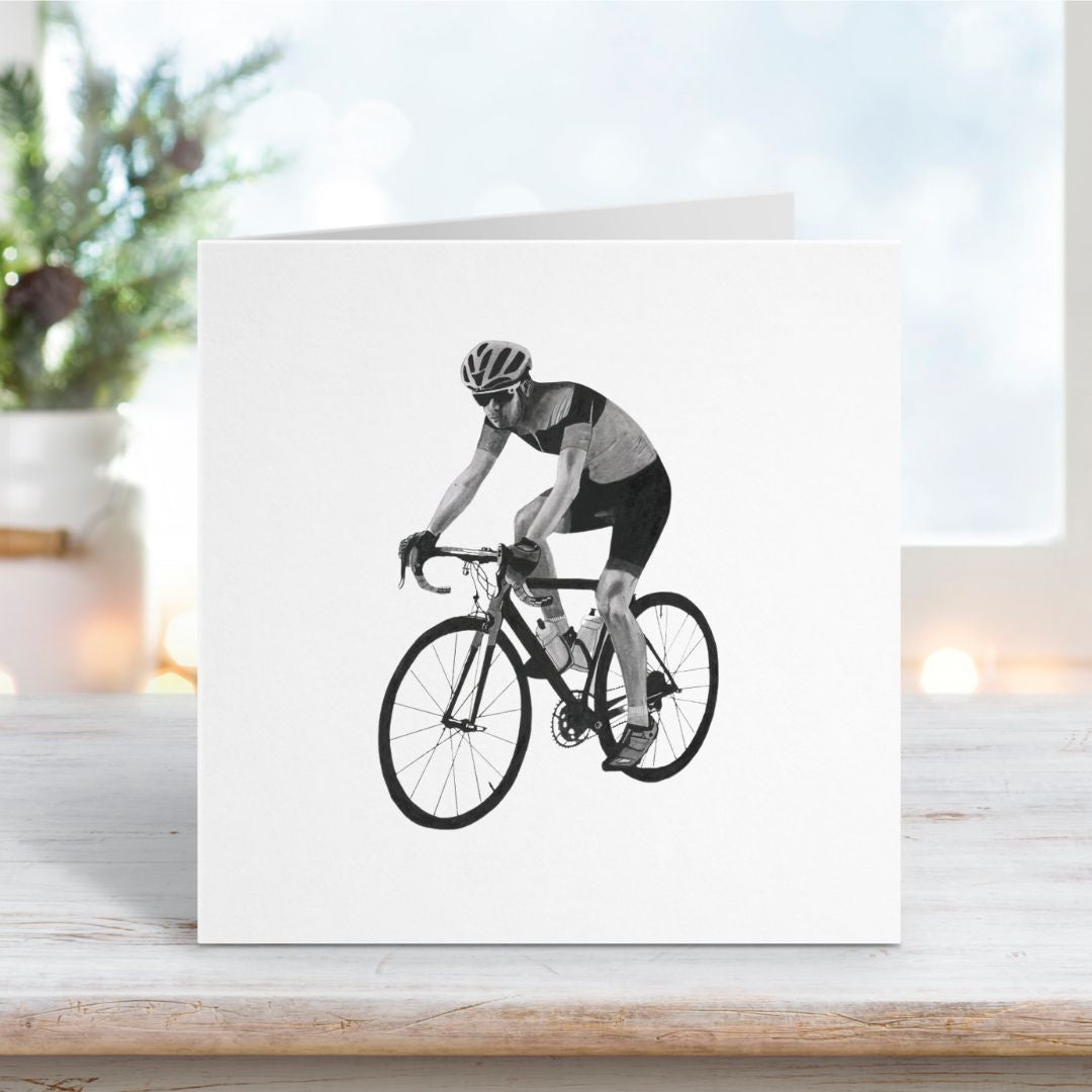 A Hand Drawn Cyclist Greeting Card From Libra Fine Arts