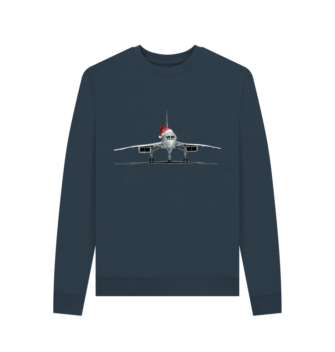 Navy Blue Women's Crew Neck Festive Concorde Sweater Certified Organic Cotton