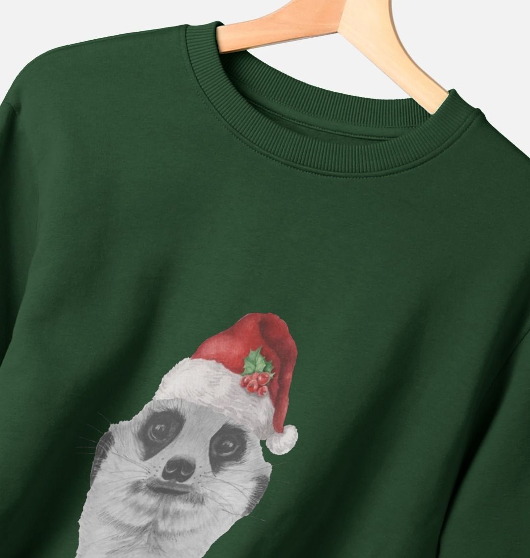 Men's Festive Meerkat Crew Neck Sweater Certified Organic Cotton