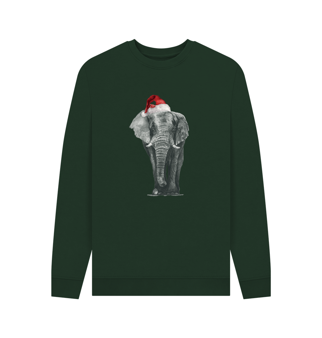 Evergreen Men's Crew Neck Festive Elephant Sweater Certified Organic Cotton