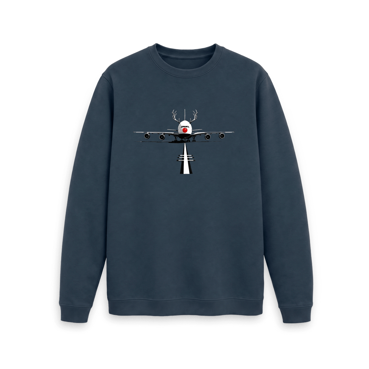 Navy Blue Printed Sweater Front