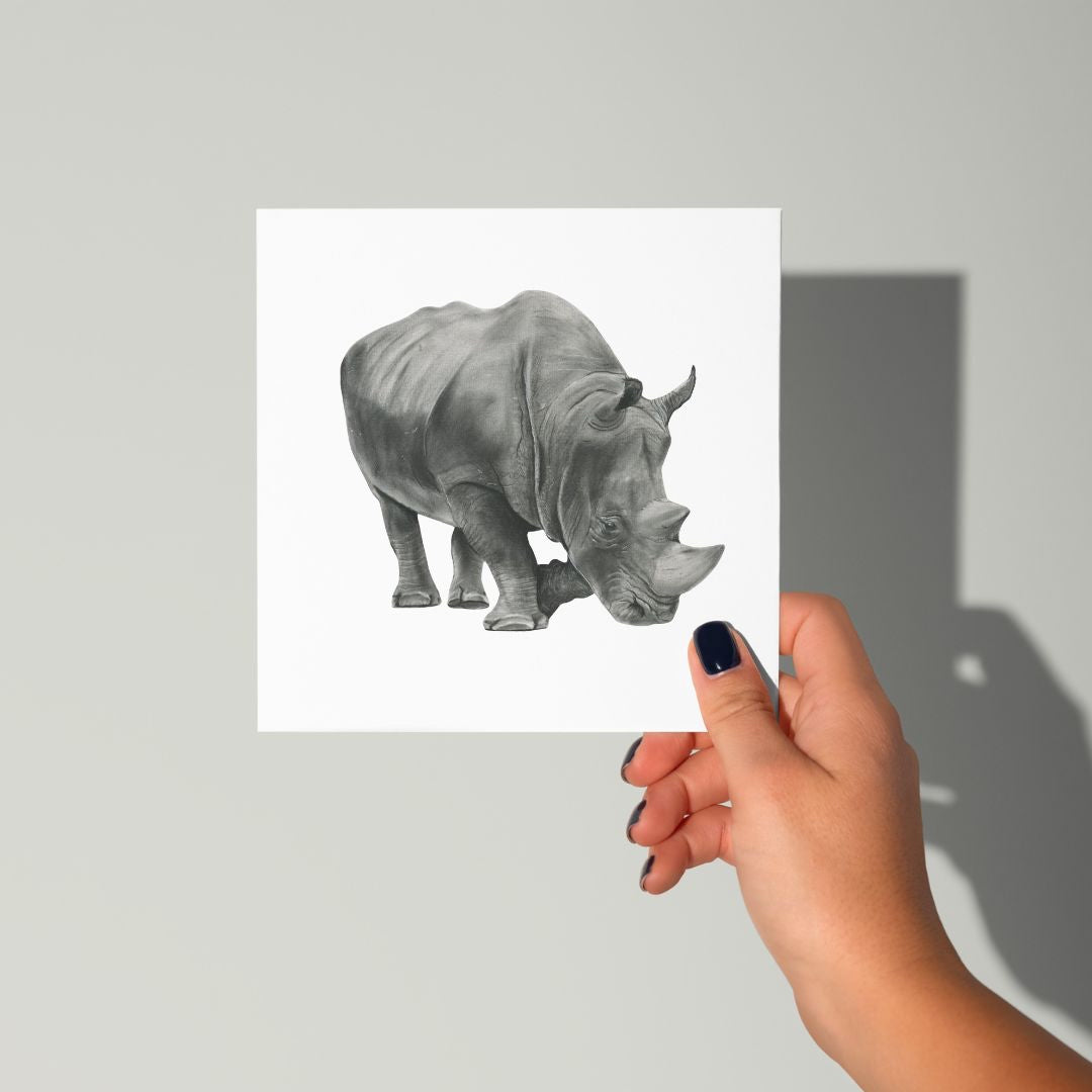 A Hand Draw  Rhino Greeting Card From Libra fine Arts