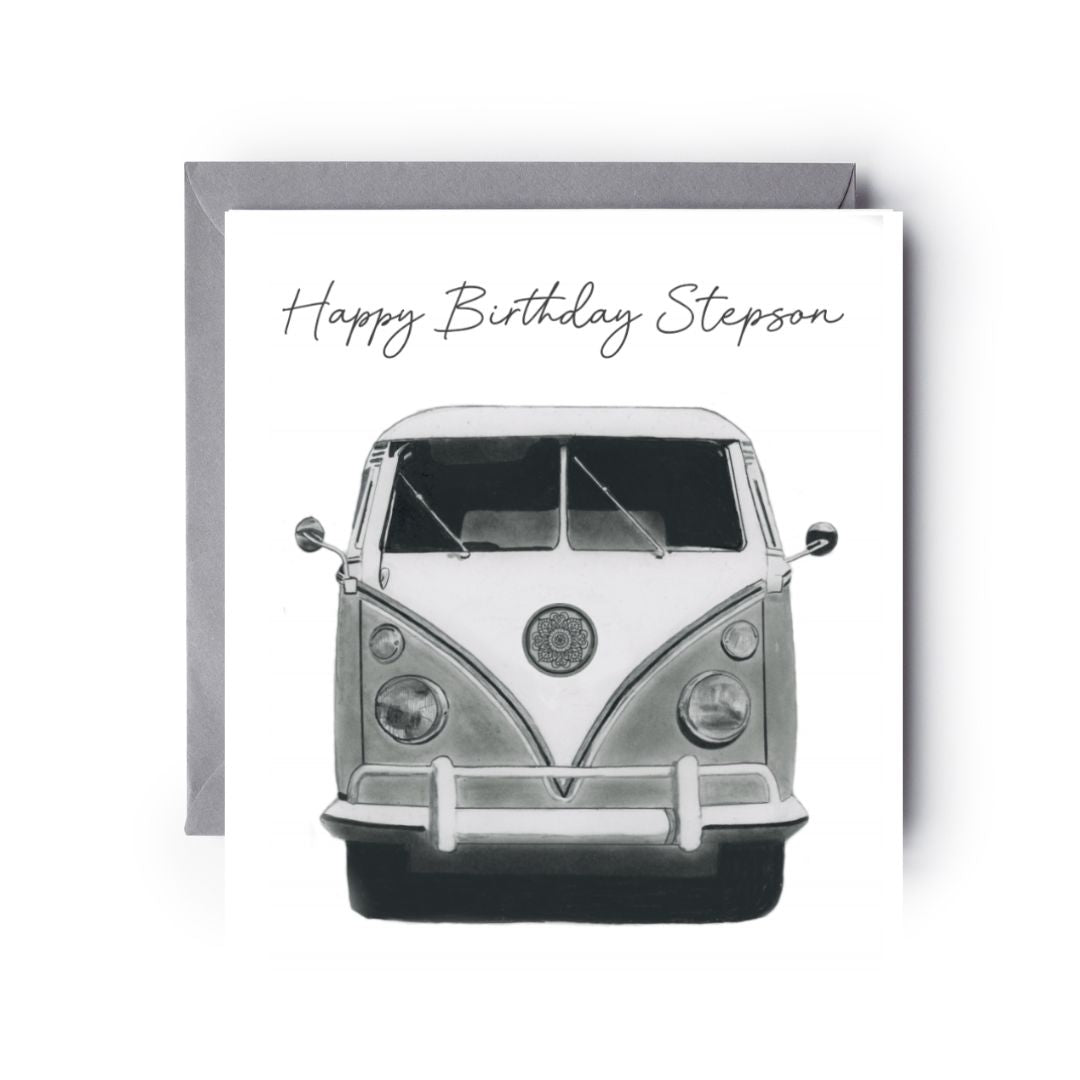 Happy Birthday Stepson Camper Van Card