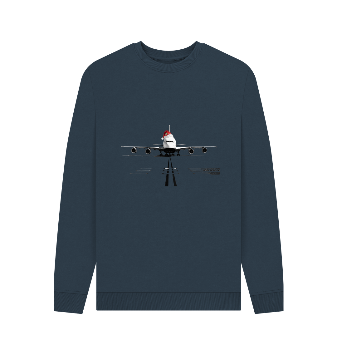 Navy Blue Printed Sweater Front