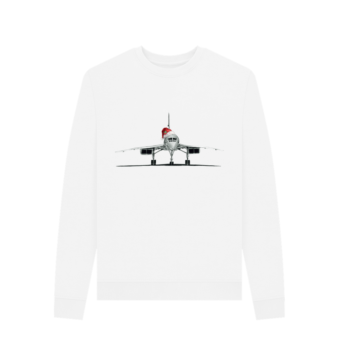 White Women's Crew Neck Festive Concorde Sweater Certified Organic Cotton