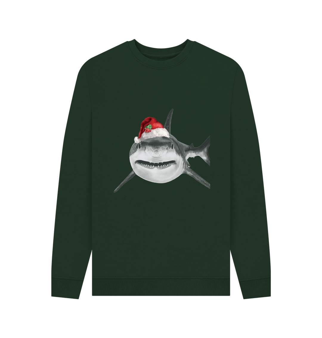 Evergreen Men's Crew Neck Festive Shark Sweater Certified Organic Cotton