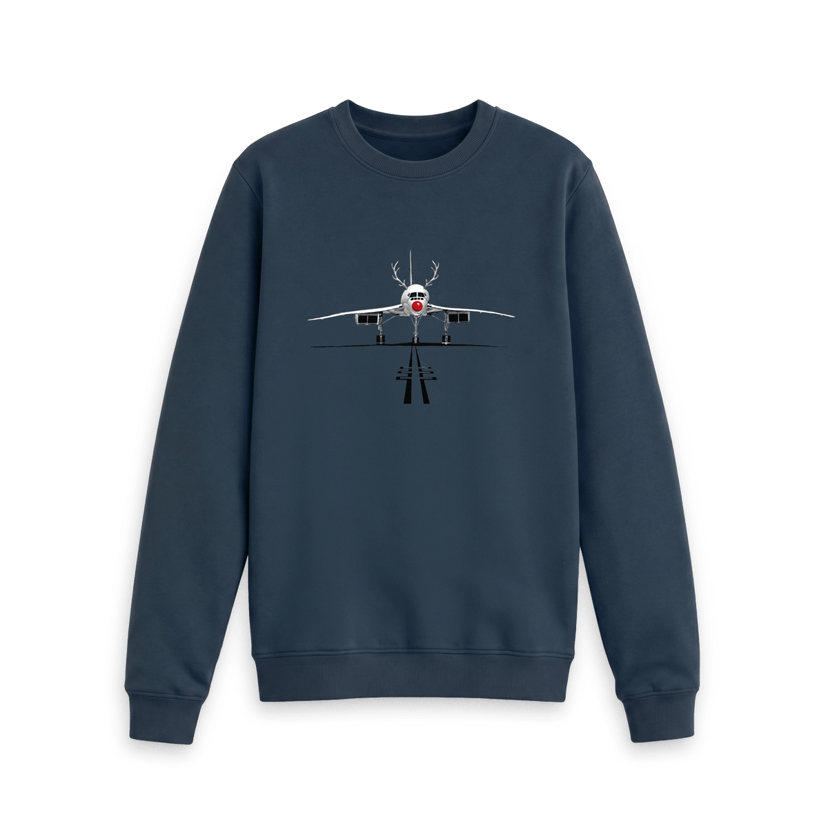 Navy Blue Printed Sweater Front