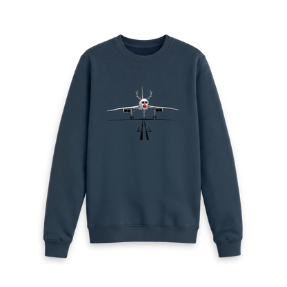 Navy Blue Printed Sweater Front