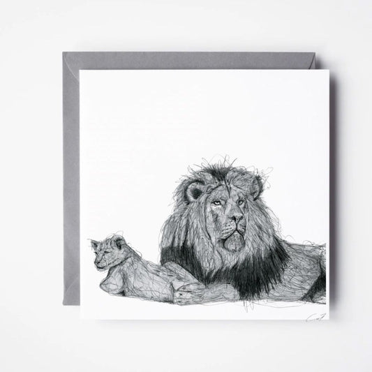 Lion and cub card