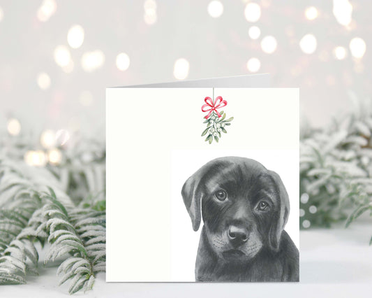 Mimosa the Labrador Mistletoe Christmas Card