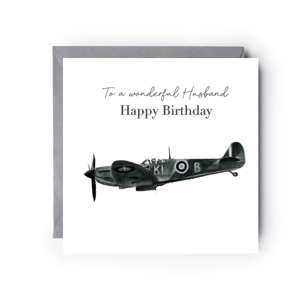 Happy Birthday To A Wonderful Husband Spitfire Card