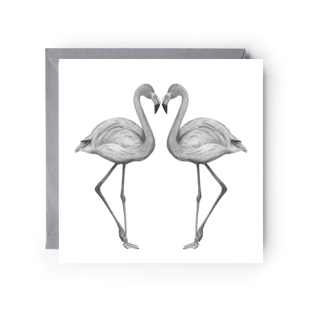 A Hand Drawn Flamingo Couples Greeting Card From Libra Fine Arts