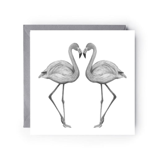 A Hand Drawn Flamingo Couples Greeting Card From Libra Fine Arts