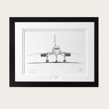 Signed Concorde Limited Edition Print – Jock Lowe & Skip Khangurra in black frame