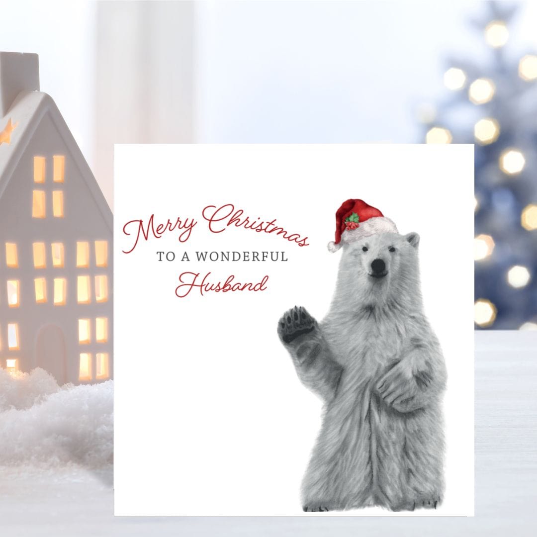 Merry Christmas To A Wonderful Husband Polar Bear Christmas Card