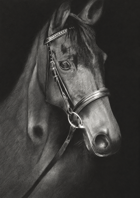 Majestic Horse Fine Art Print – Hand-Drawn Equestrian Illustration – unframed artwork