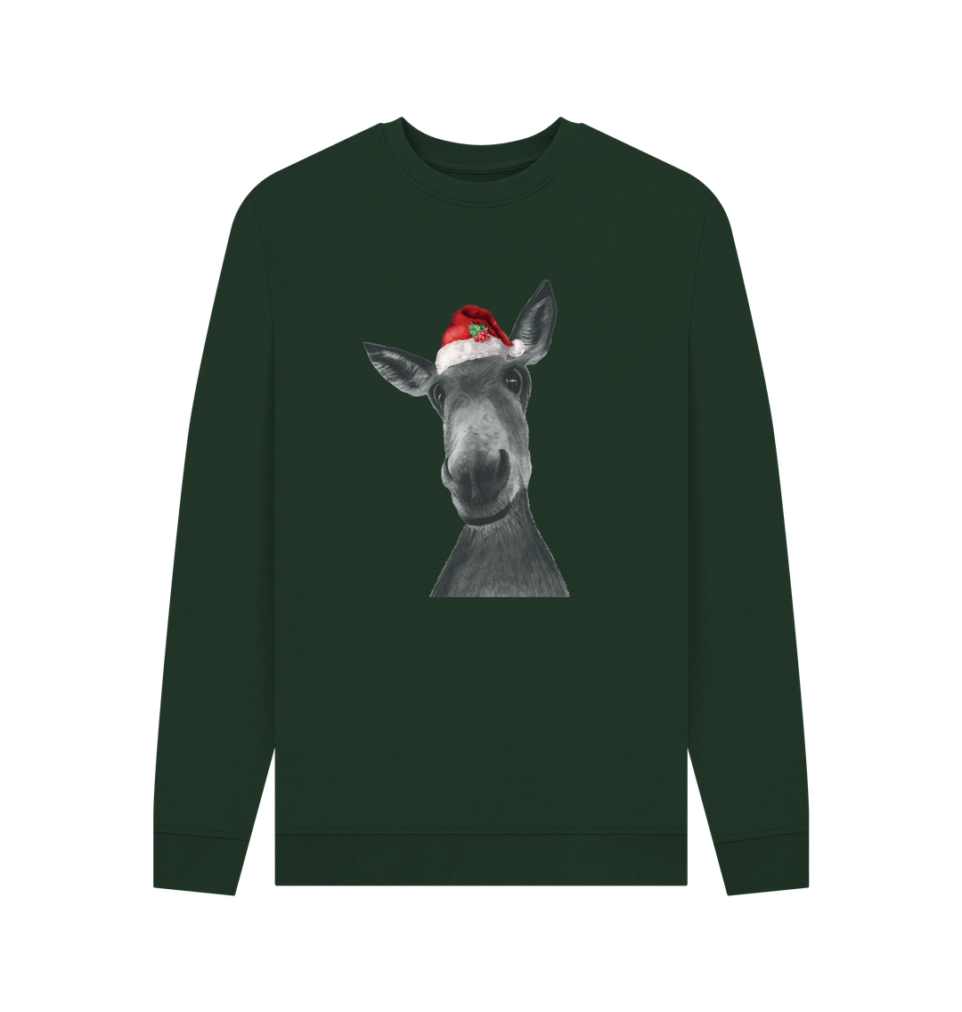 Evergreen Men's Crew Neck Festive Donkey Sweater Certified Organic Cotton