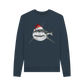 Navy Blue Women's Crew Neck Festive Shark Sweater Certified Organic Cotton
