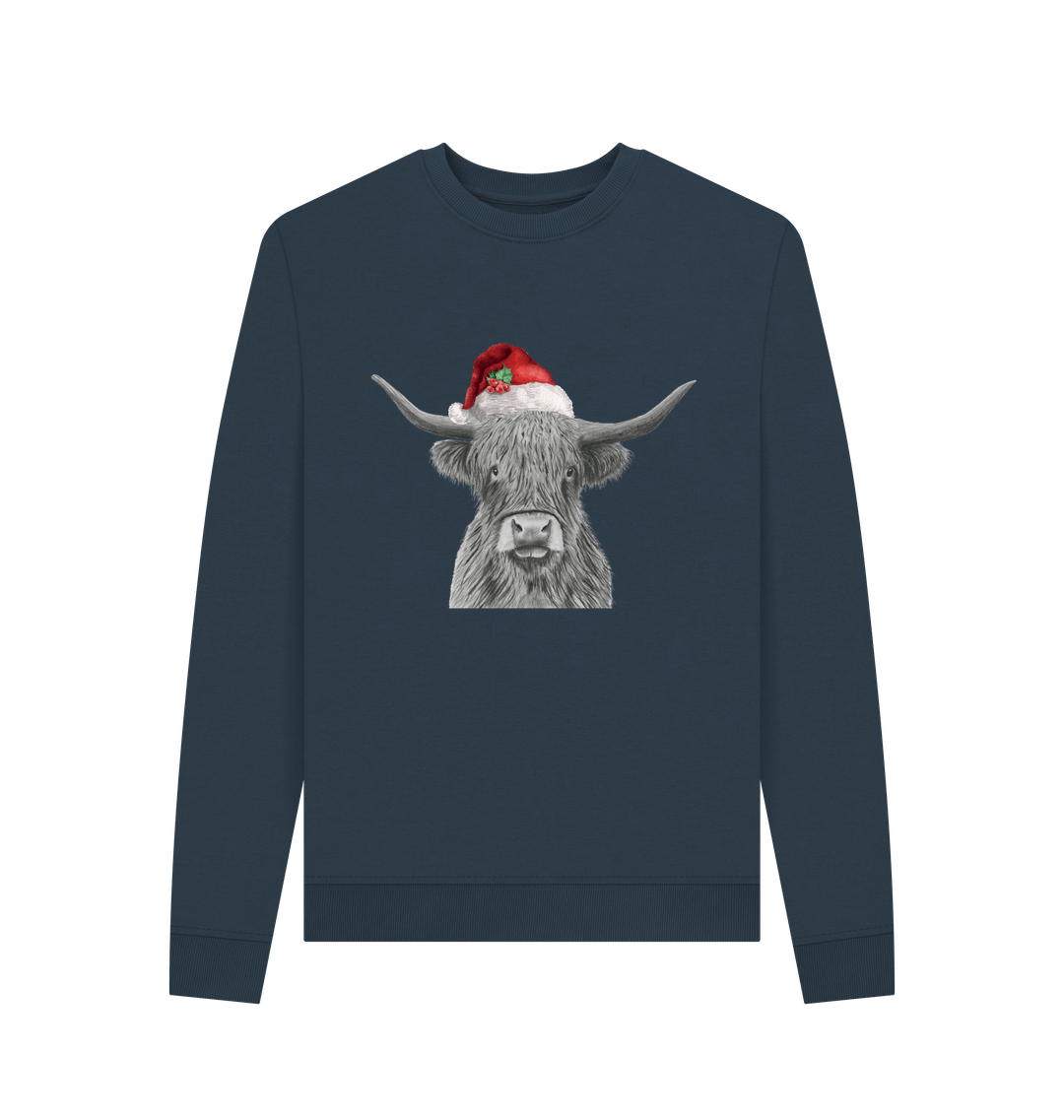 Navy Blue Printed Sweater Front