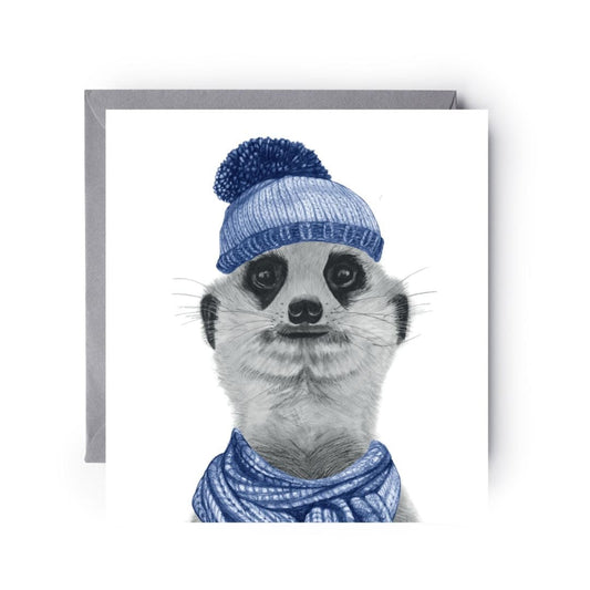 Winter Meerkat Hat Greeting Card