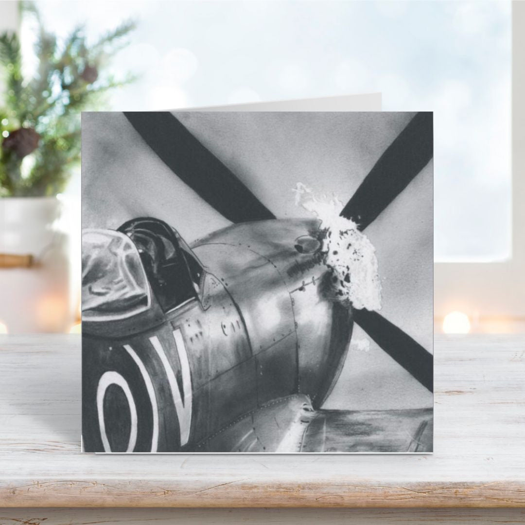 A Hand Drawn Spitfire Greeting card From Libra Fine Arts