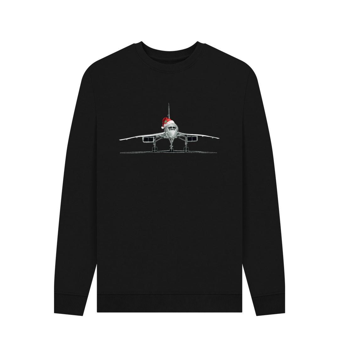 Black Men's Festive Concorde Crew Neck Sweater Certified Organic Cotton