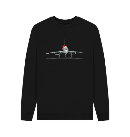 Black Men's Festive Concorde Crew Neck Sweater Certified Organic Cotton