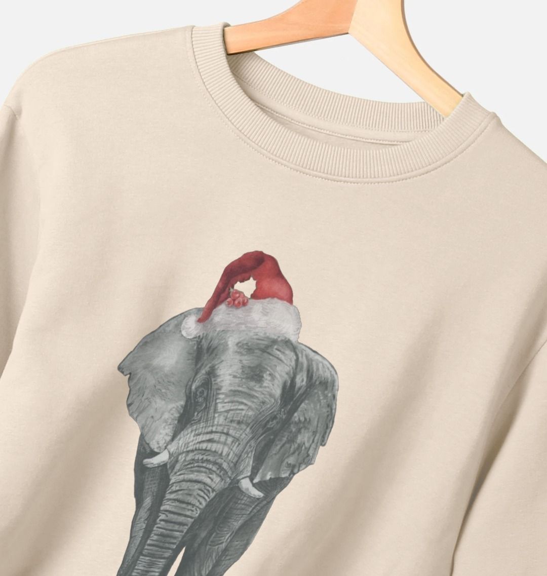Men's Crew Neck Festive Elephant Sweater Certified Organic Cotton