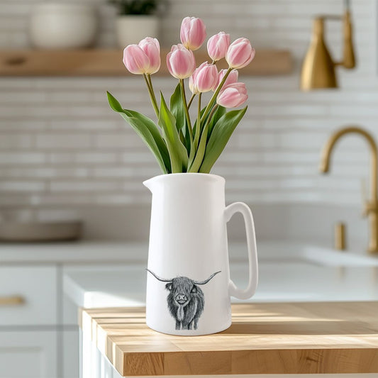 Highland Cow Bone China Jug