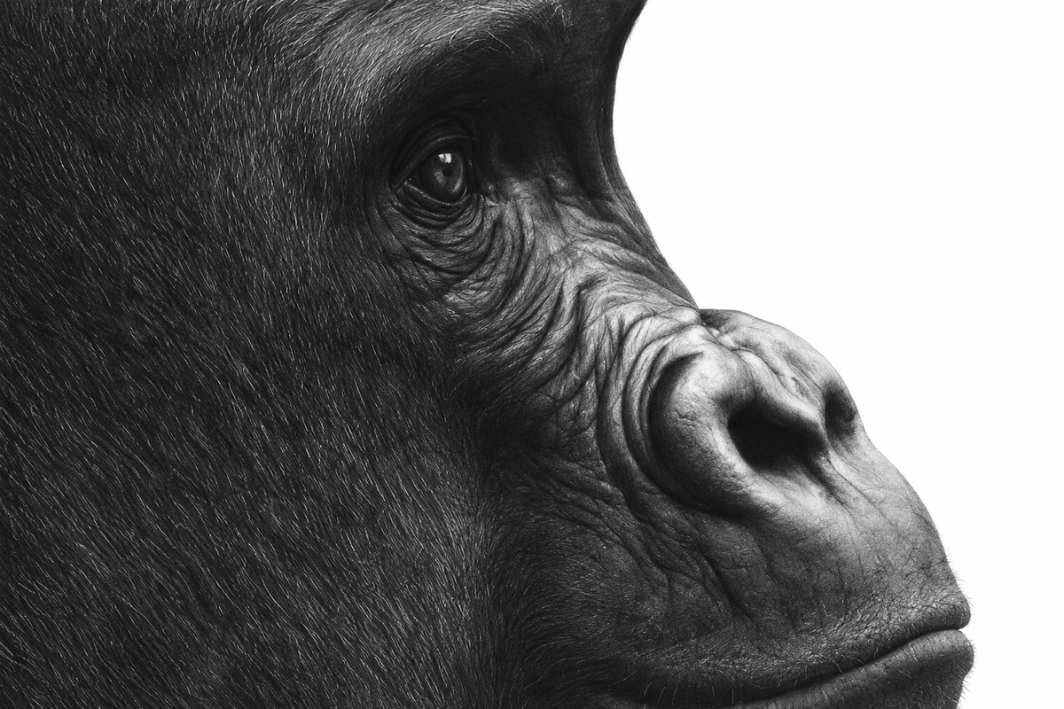 Gorilla Fine Art Print – Hand-Drawn Wildlife Drawing – unframed artwork
