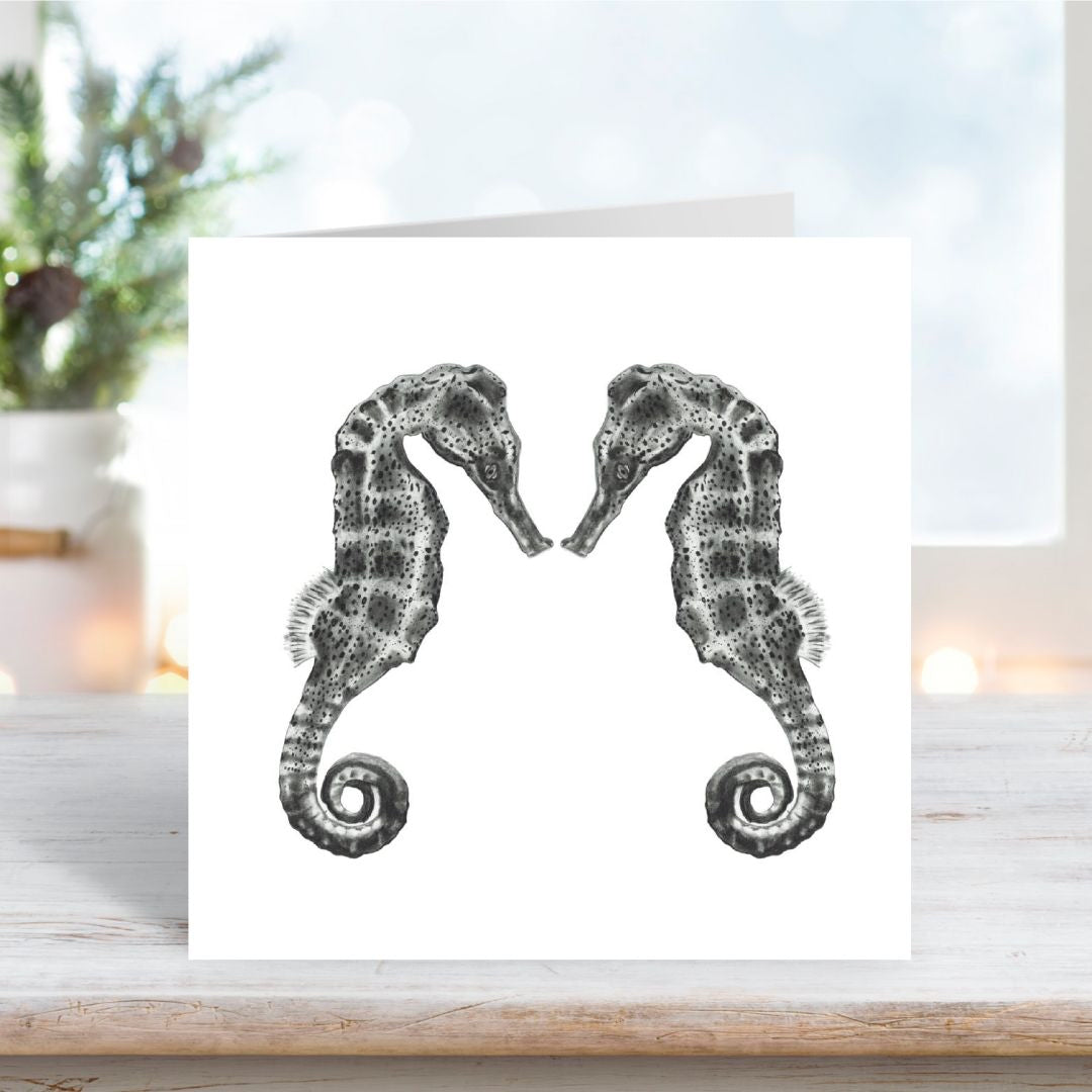 A Hand Drawn Seahorse Couples Greeting Card From Libra Fine Arts  Edit alt text