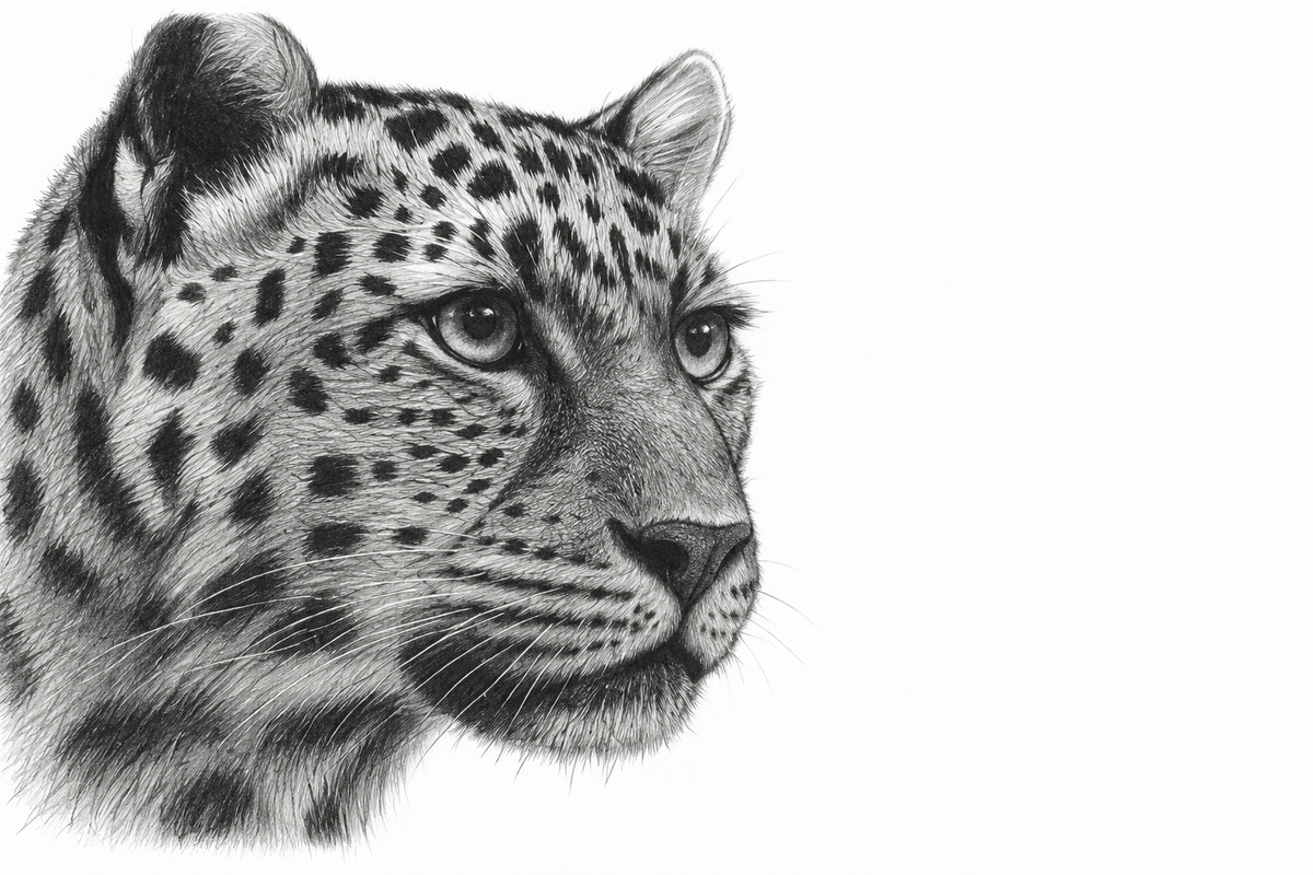 Leopard Fine Art Print – Hand-Drawn Wildlife Illustration – unframed artwork
