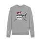 Light Heather Women's Crew Neck Festive Shark Sweater Certified Organic Cotton