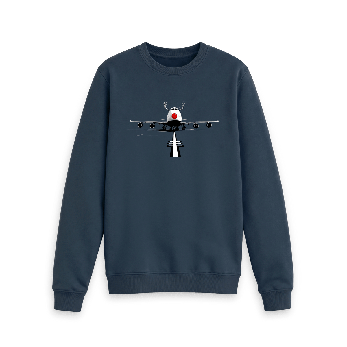 Navy Blue Printed Sweater Front