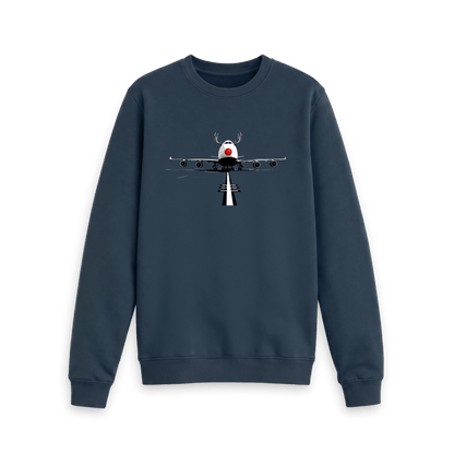 Navy Blue Printed Sweater Front