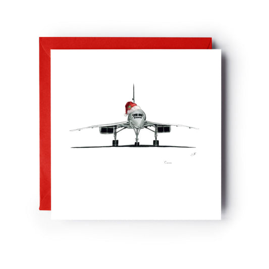 Concorde Santa Hat Festive Greeting Card — card with red envelope