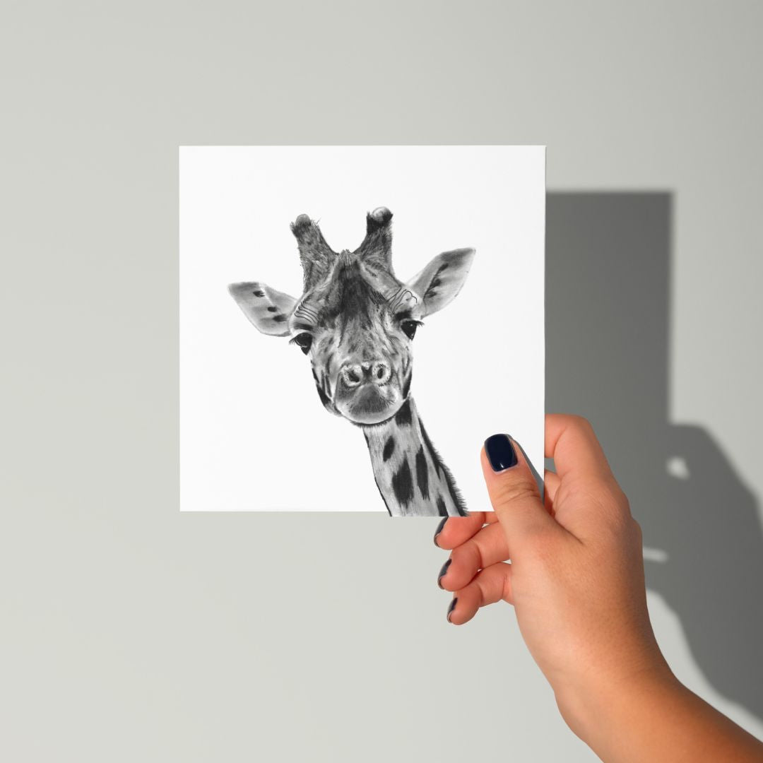 A Hand Drawn Giraffe Greeting Card From Libra Fine Arts