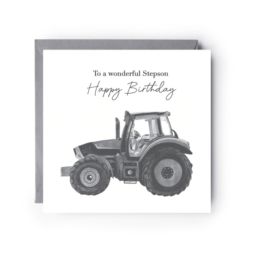 Happy Birthday Stepson Tractor Card