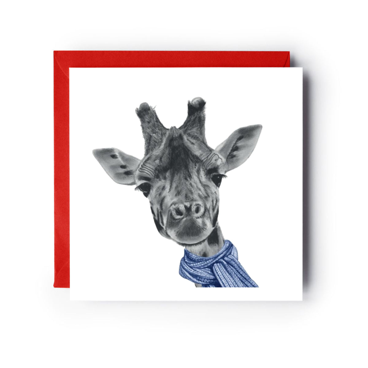 Giraffe with Scarf Greeting Card — card with red envelope