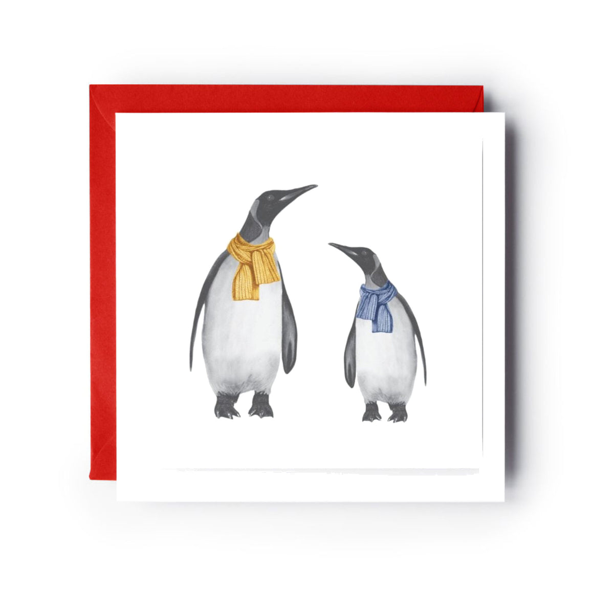 Winter Penguin and Baby Greeting Card — card with red envelope