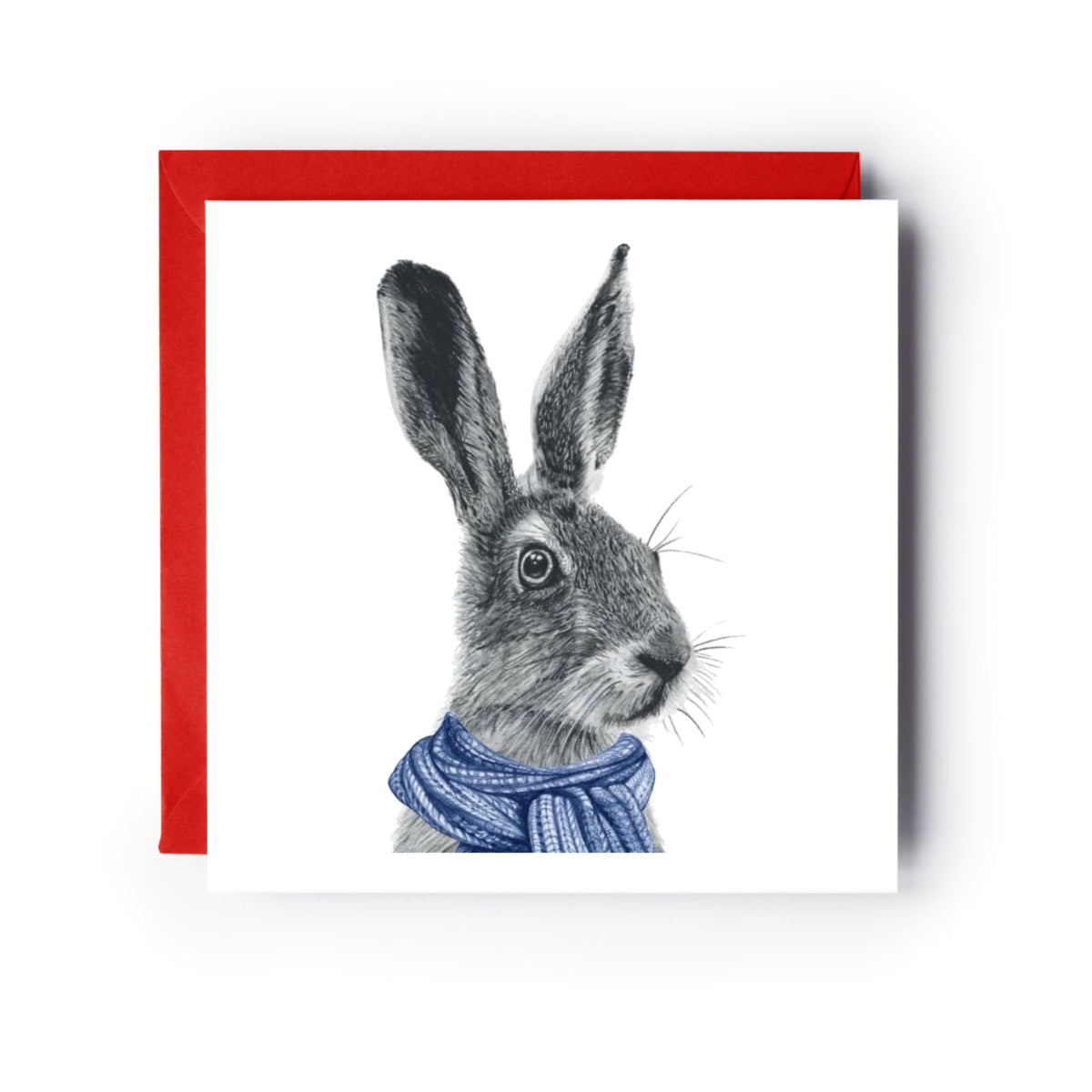 Winter Hare Greeting Card — card with red envelope