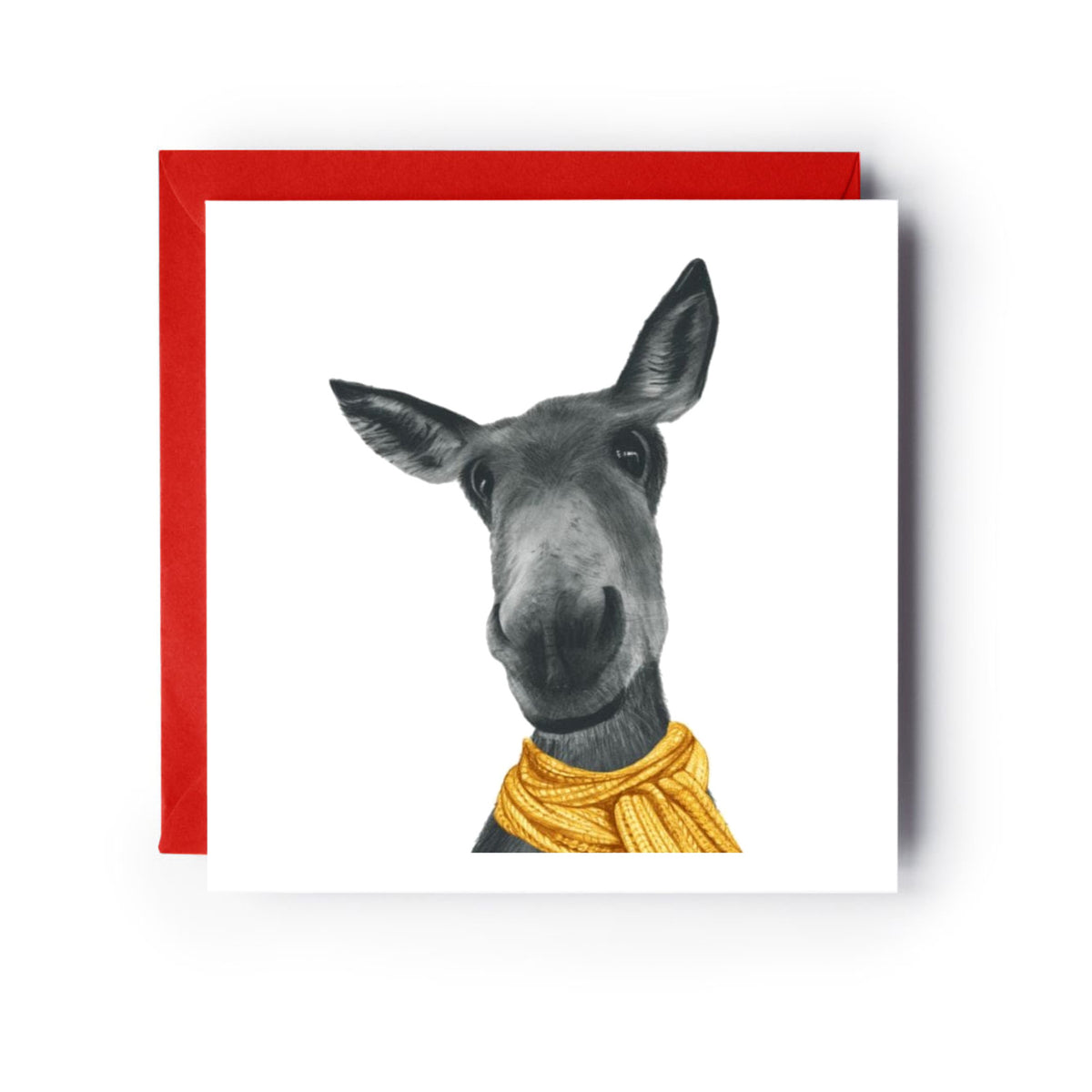 Winter Donkey Scarf Greeting Card — card with red envelope