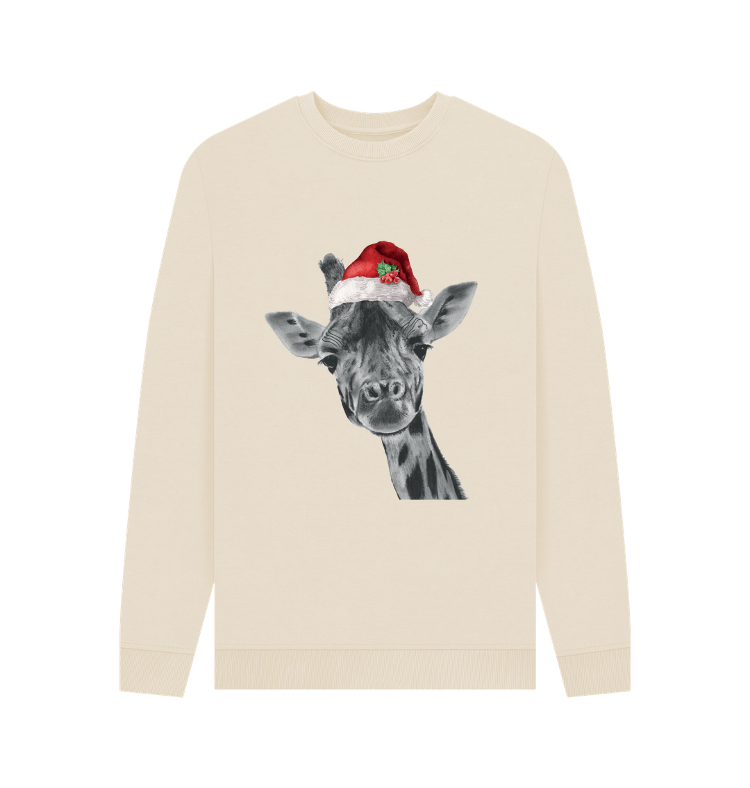 Oat Men's Crew Neck Festive Giraffe Sweater Certified Organic Cotton