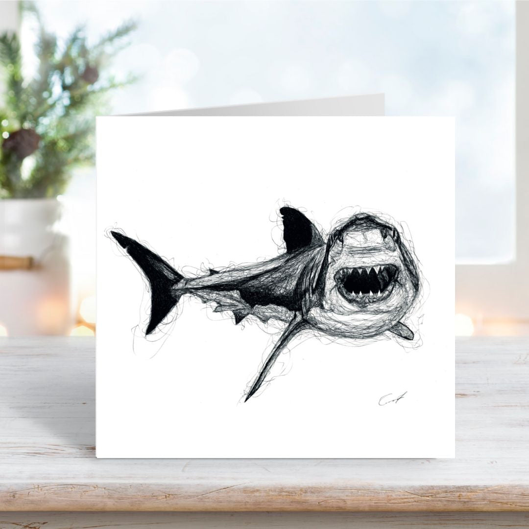 A Hand Drawn Shark  Greeting Card From Libra Fine Arts