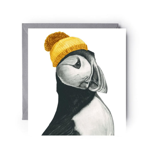 Winter Puffin Greeting Card